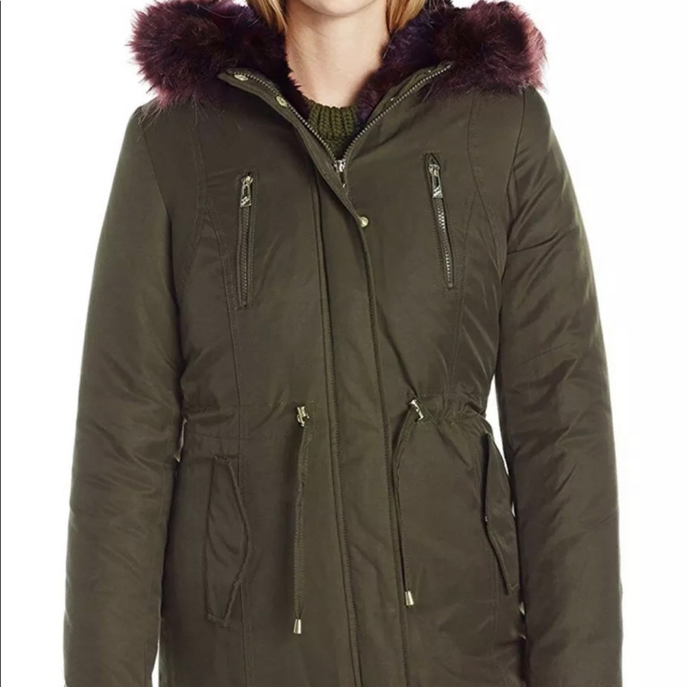 Betsey Johnson Cotton Parka Olive/Navy Size Small